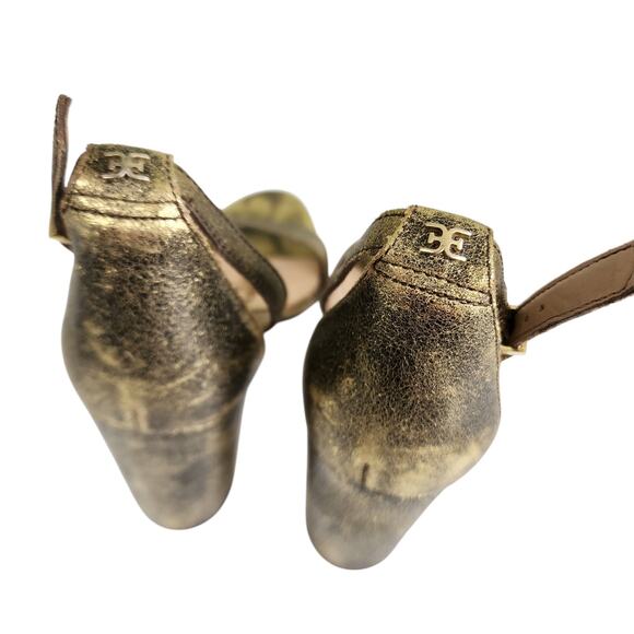 Sam Edelman Womens Yaro Heeled Sandals Size 8.5 Pure Gold Brushed Suede Open Toe - Picture 9 of 12